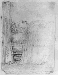 A sketch of Queen Caroline on her deathbed, courtesy of the Trustees of the Chatsworth Settlement